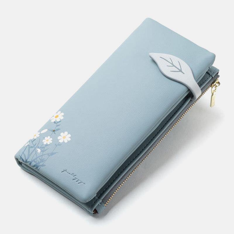 lovevop Women 13 Card Slots Bifold Flower Printed Long Wallet Clutches Bag