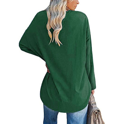 🔥Women's loose long sleeve fashion V-neck knit top🔥