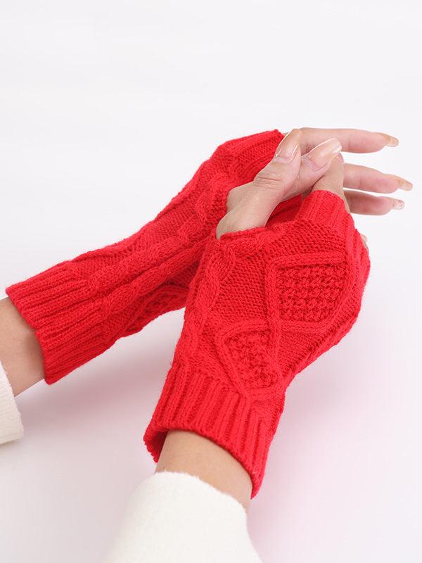 lovevop Simple 9 Colors Jacquard Knitting Gloves