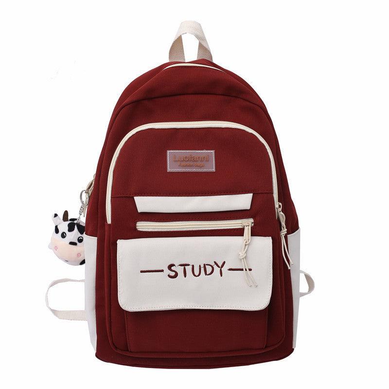 lovevop School Bag Female Junior High School Student Backpack Large Capacity Backpack