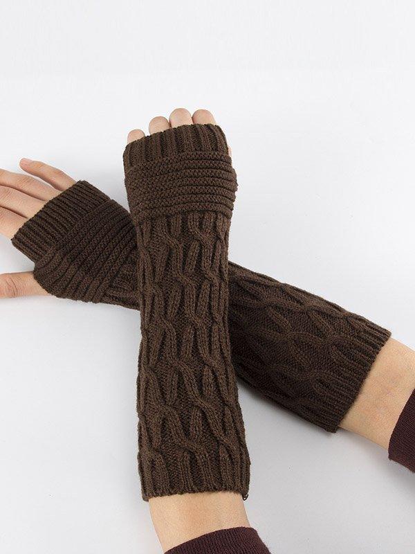 lovevop Solid Color Keep Warm Jacquard Knitted Sleevelet