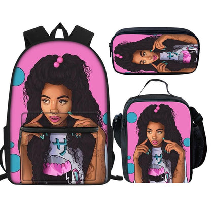 lovevop Creative Printed Girl Pattern Multifunctional Schoolbag