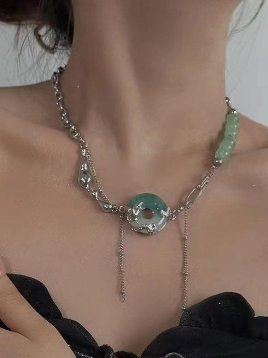 lovevop Jade Buckle Fashion Clavicle Necklace