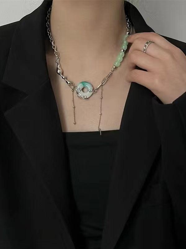 lovevop Jade Buckle Fashion Clavicle Necklace