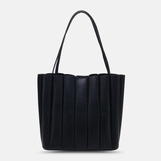 lovevop 2 Pcs Women PU Leather Stripe Small Square Bag Large Capacity Ruched Bag Handbag Shoulder Bag