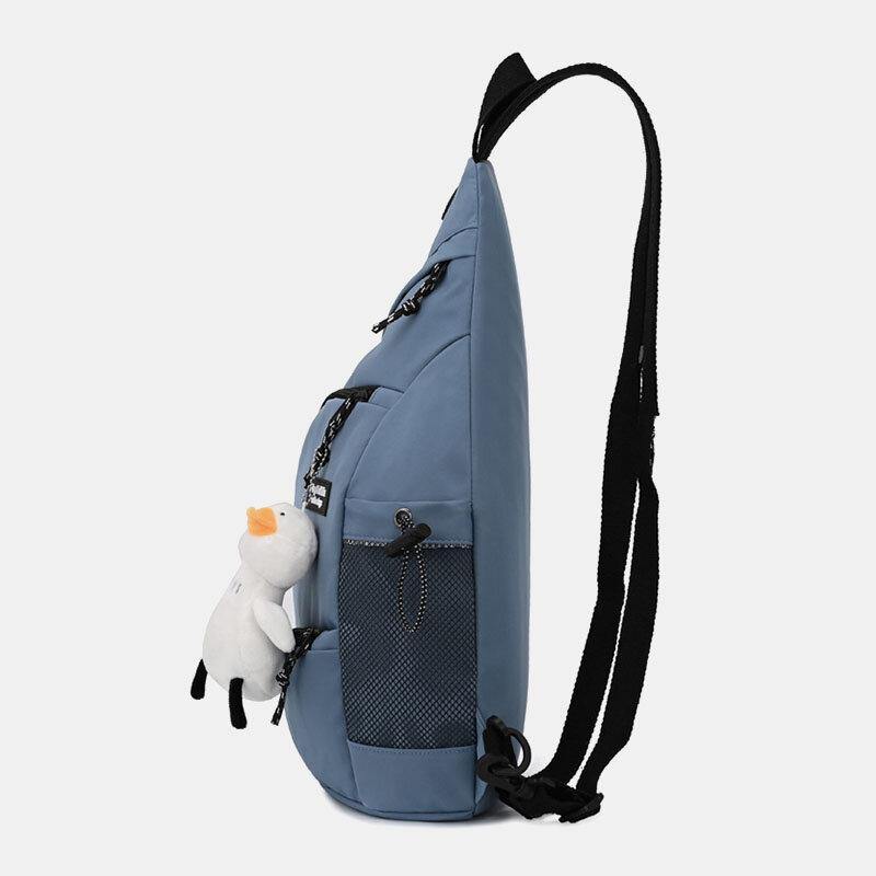 lovevop Men Nylon Headphone Hole Waterproof Large Capacity Chest Bags Shoulder Bag Crossbody Bags With Ornaments