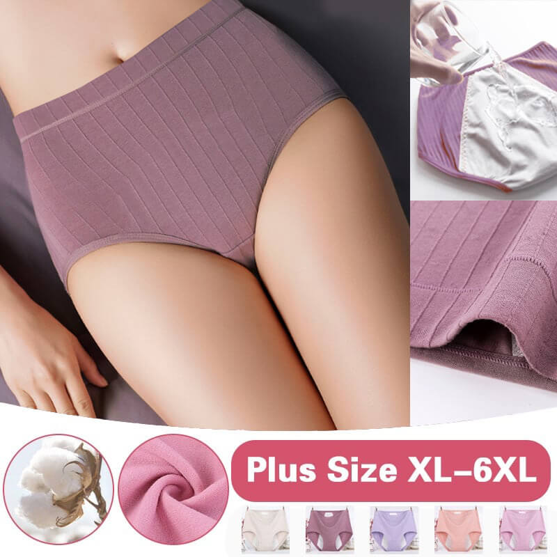 🔥 Buy 5 get 5 free-High waist plus size cotton antibacterial and leak-proof physiological underwear