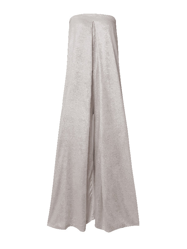 Love-vop - Casual Wide Leg Strapless Solid Color Tube Jumpsuits