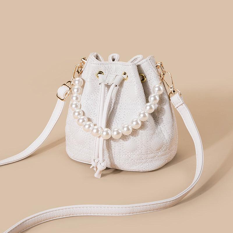 lovevop Cowhide Bucket Cloud Pearl Handbag