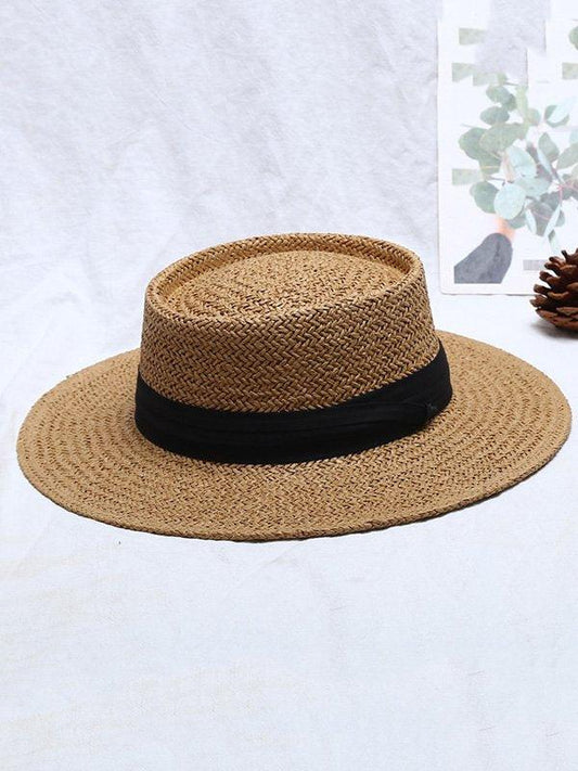 lovevop Leisure Sun-Protection Flat Straw Hat