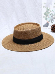 lovevop Leisure Sun-Protection Flat Straw Hat