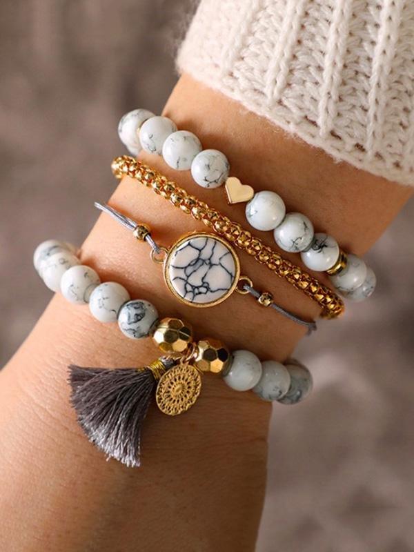 lovevop Fashion 4pcs Vintage Aolly Bracelets Accessories