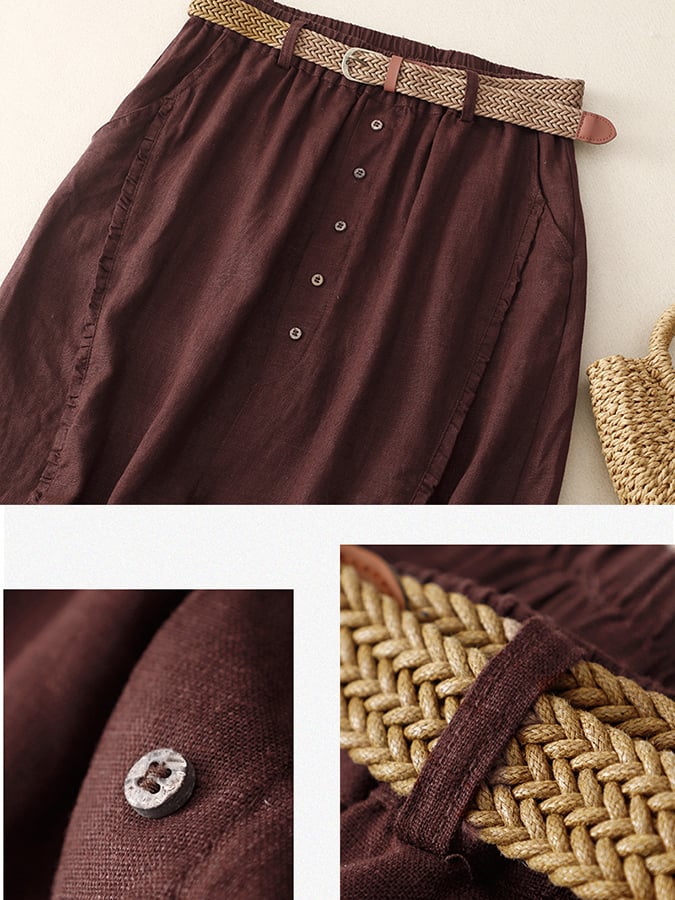 Lovevop Ruffle Button Elastic Waist Skirt