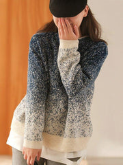 lovevop Urban Loose Gradient Round-Neck Sweater