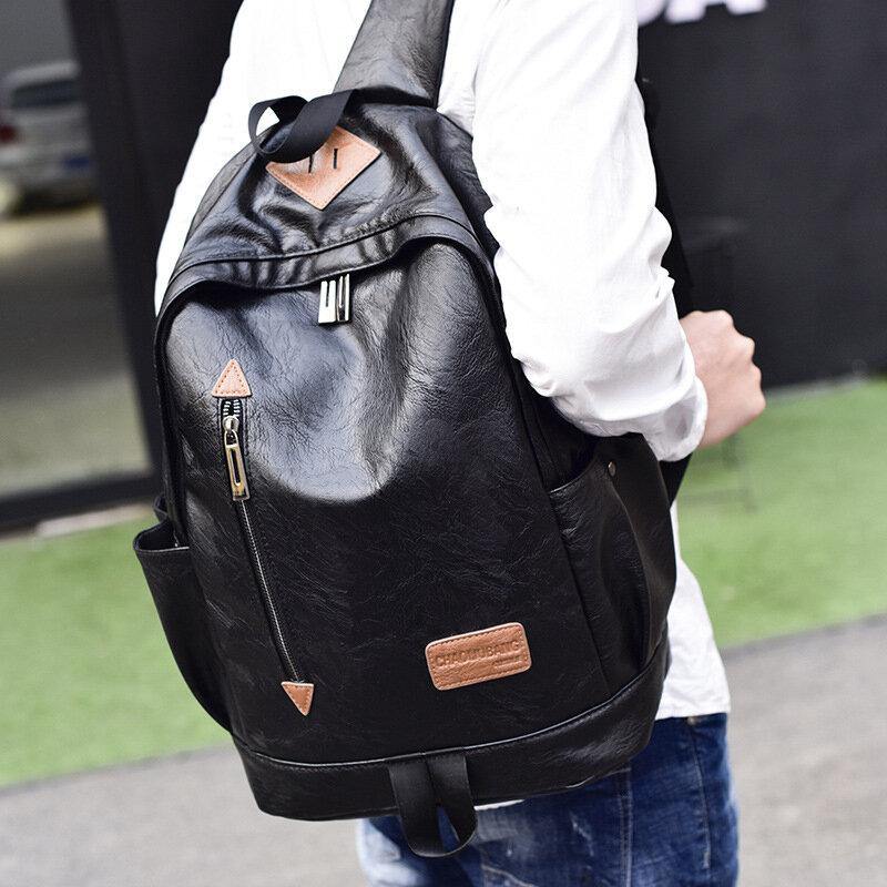 lovevop Men Faux Leather Casual Fashion 14 Inch Laptop Bag School Bag Travel Backpack