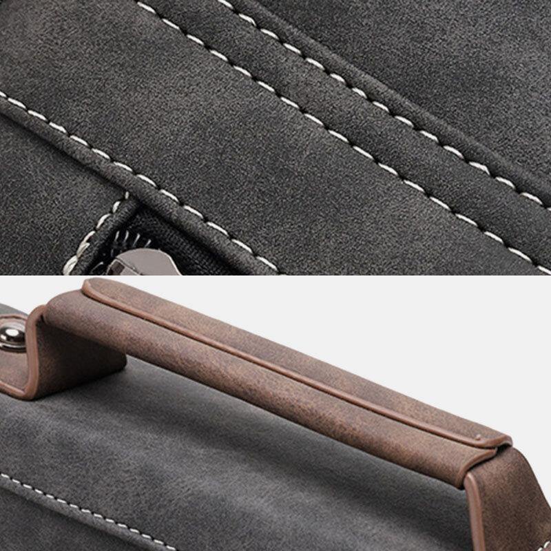 lovevop Men PU Leather Large Capacity Vintage Casual Waterproof Breathable Crossbody Bags Shoulder Bags Handbag