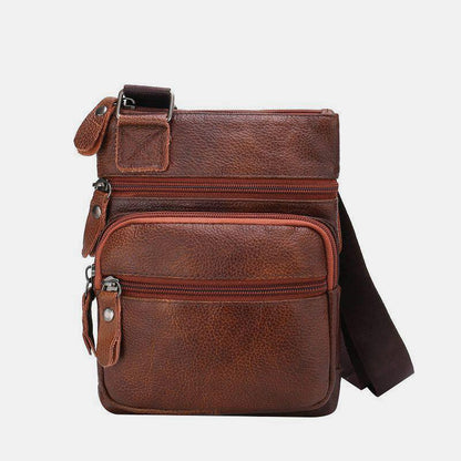 lovevop Men Genuine Leather Large Capacity Waterproof Wear-resistant Crossbody Bag