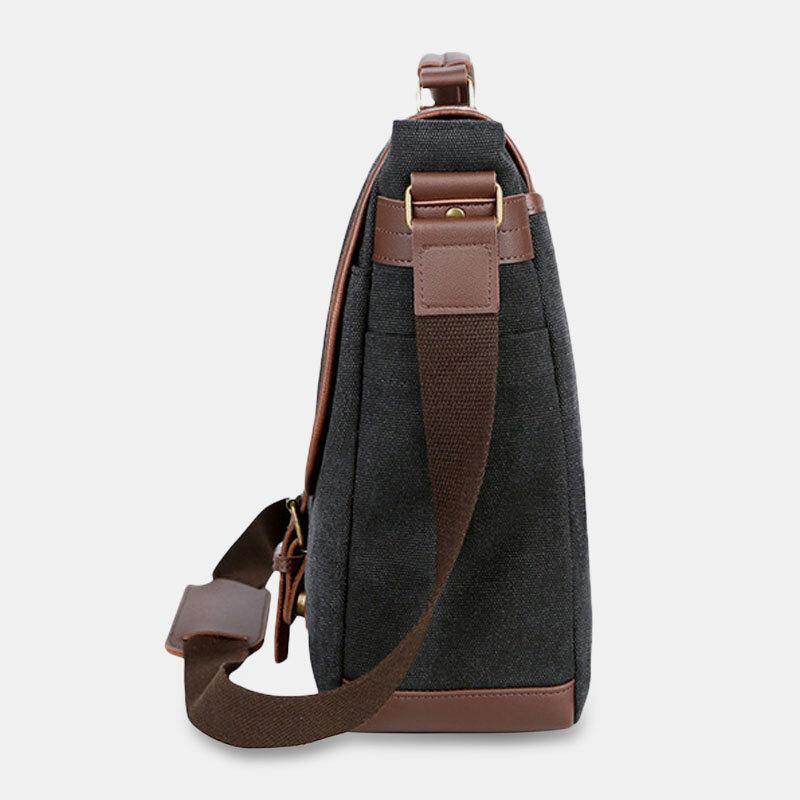 lovevop Men Canvas Multi-Pocket Wear-Resistant Vintage Business Messenger Bag Laptop Bag Crossbody Bag Handbag
