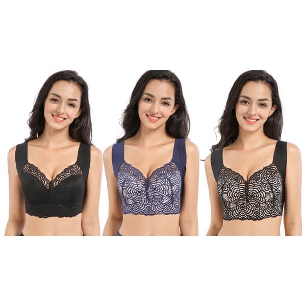 Stretch Full-Figure Seamless Lace Cut-Out Bra