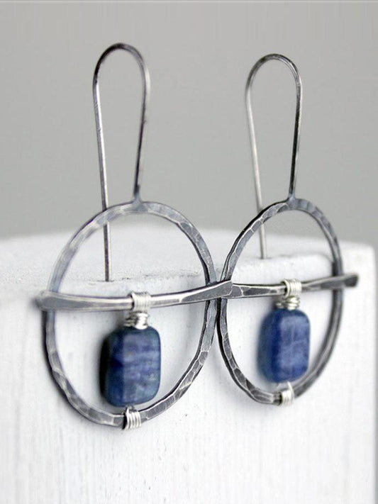 lovevop Retro hand wound natural bluestone Earrings