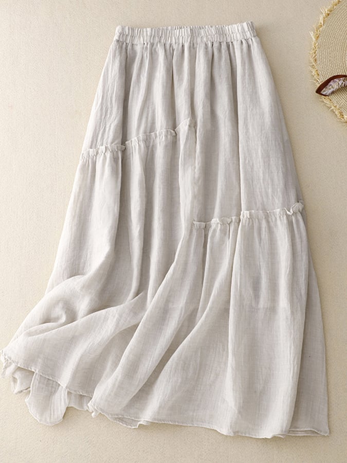 Lovevop Irregular Ruffled Paneled Double-Layer Elastic Waist Skirt