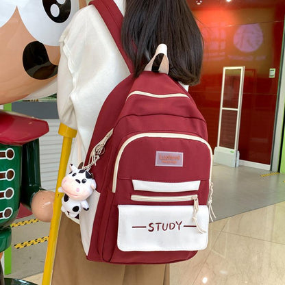 lovevop School Bag Female Junior High School Student Backpack Large Capacity Backpack