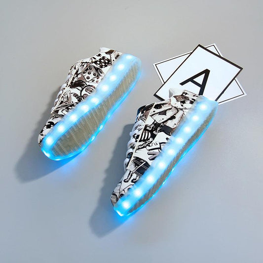 lovevop Fashion Graffiti Casual LED Colorful Luminous Shoes