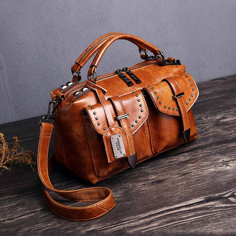 lovevop Retro new style oil wax leather handbag