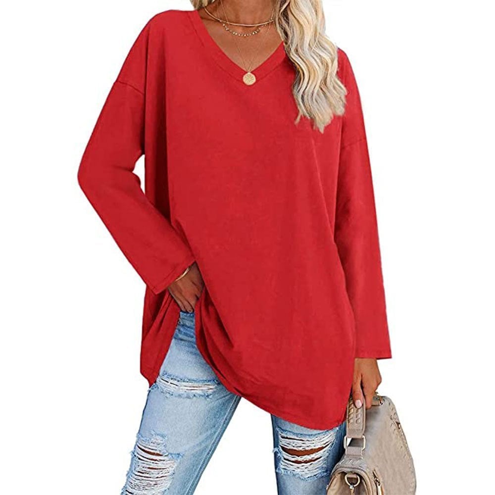 🔥Women's loose long sleeve fashion V-neck knit top🔥