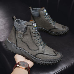 lovevop Casual Shoes Platform High Top Leather Boots
