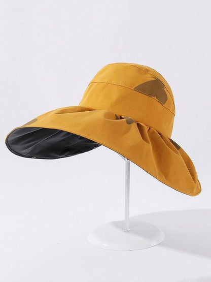 lovevop Casual Pringting Hole Sun-Protection Large Wide Brim Bucket Hat