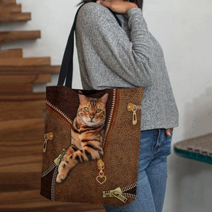 lovevop Women Canvas Cute 3D Three-dimensional Vision Cat Pattern Shoulder Bag Handbag Tote