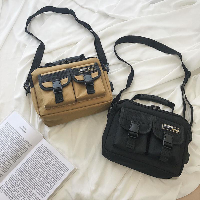 lovevop Men Canvas Large Capacity USB Charging Vintage Hippie Messenger Bag Crossbody Bag Shoulder Bag