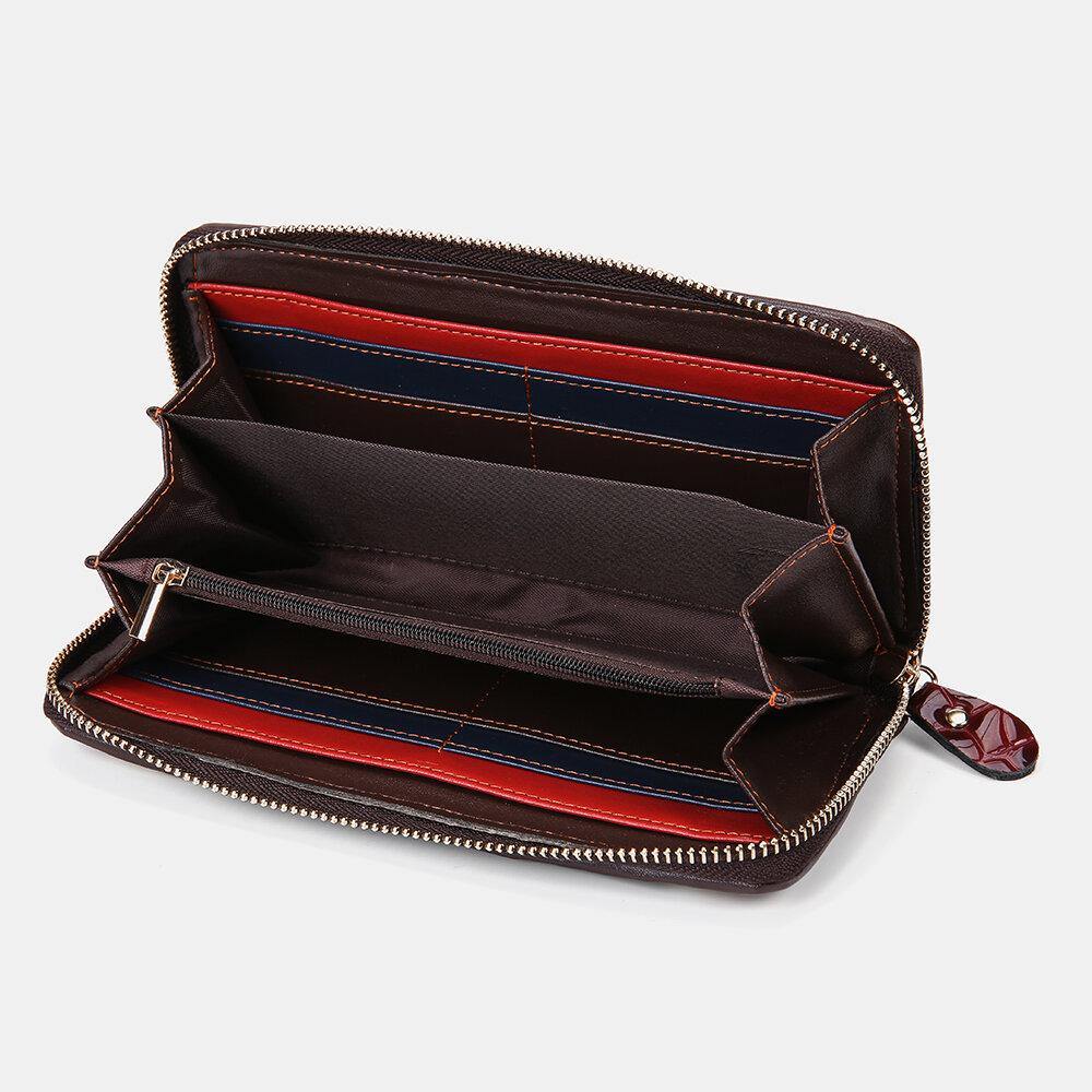lovevop Women Genuine Leather Patchwork Vintage Wallet Purse Clutches Bag