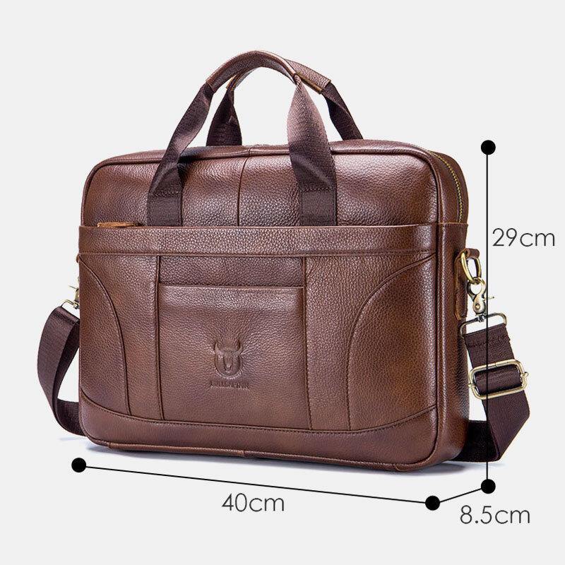 lovevop Men Genuine Leather Large Capacity 14 Inch Multifuntion Briefcase Laptop Messenger Bag Crossbody Bags Handbag