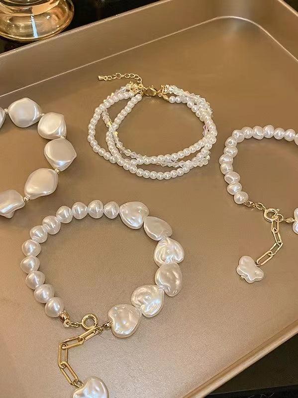 lovevop Large Irregular Pearl Pearl Beaded Bracelet
