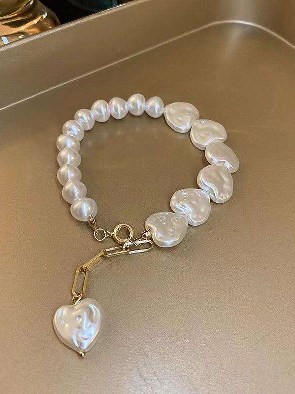lovevop Heart Pearl Beaded Bracelet