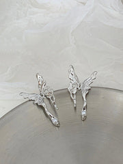 lovevop S925 Silver Needle Liquid Butterfly Earrings