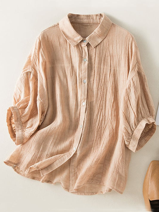 Lovevop Pleated Loose Casual Vintage Cool Shirt