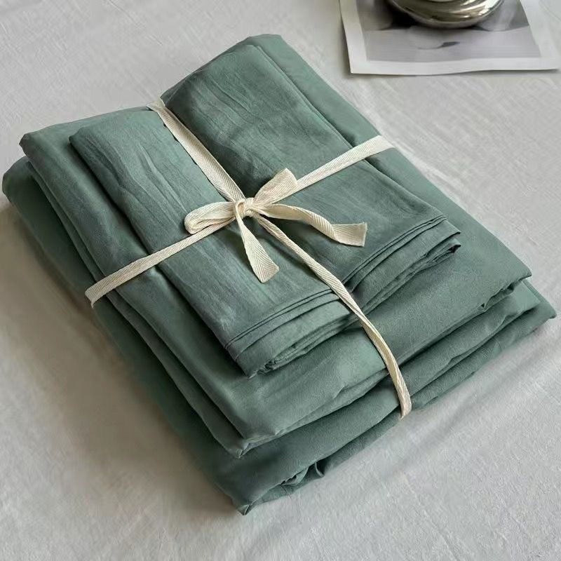 lovevop Solid Cotton 4 Pieces Bedding Sheets Set