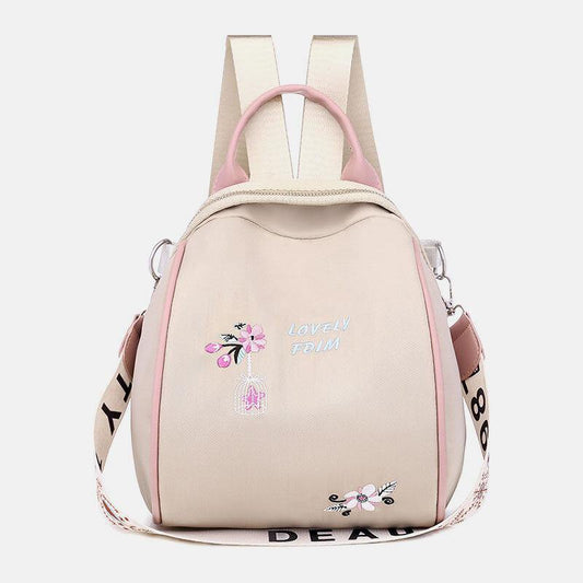 lovevop Women Oxford Waterproof Embroidery Ethnic Multi-carry Backpack