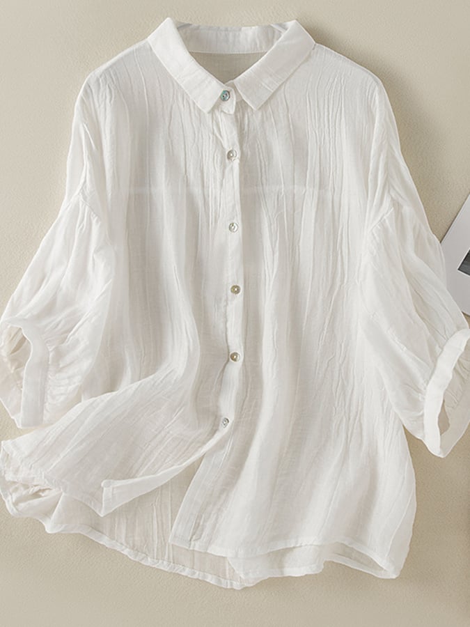 Lovevop Pleated Loose Casual Vintage Cool Shirt
