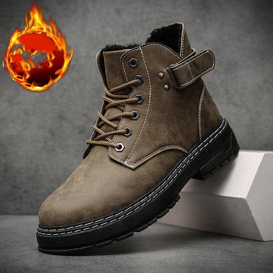 lovevop New High Top And Cotton Martin Boots Men's Warm Retro Tooling Boots