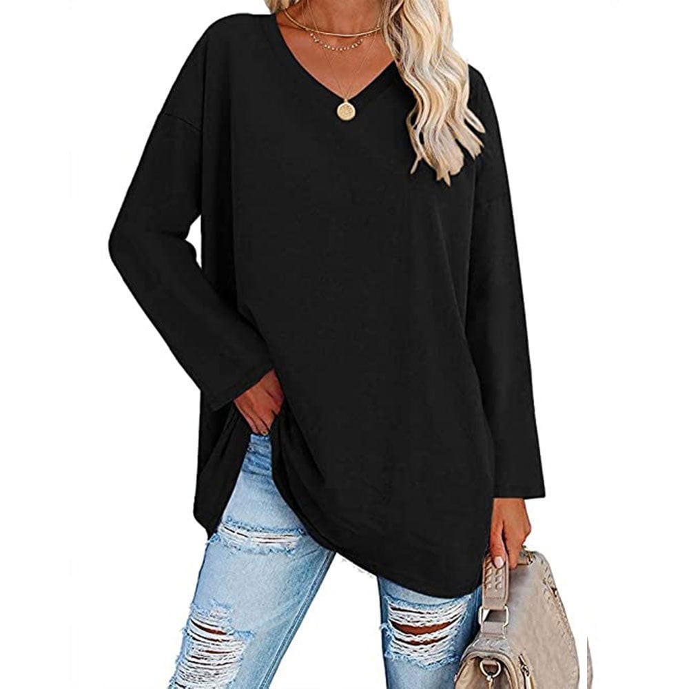 🔥Women's loose long sleeve fashion V-neck knit top🔥