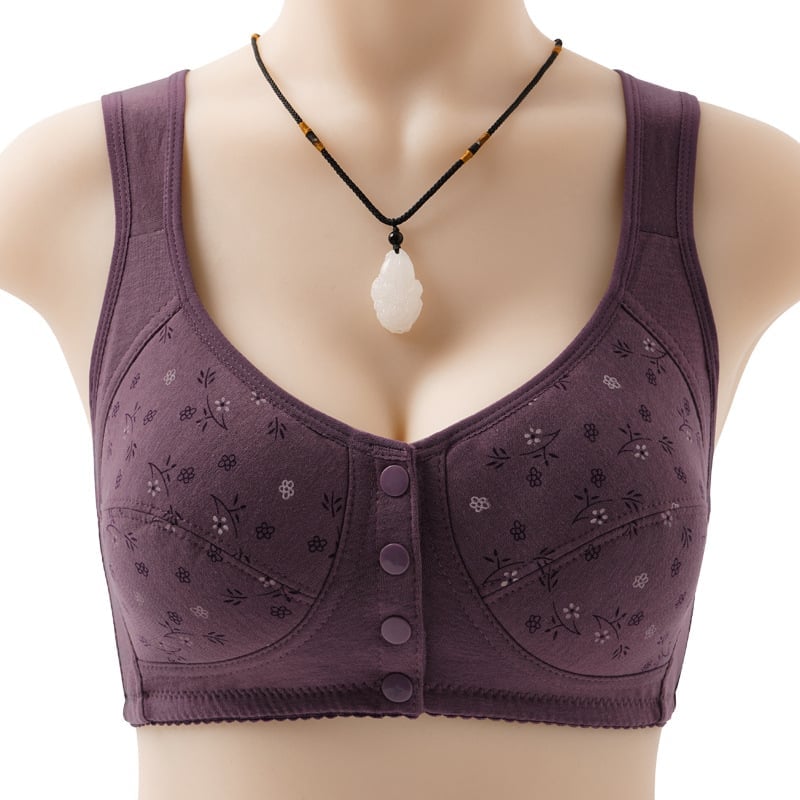 Comfortable bra with button placket in front