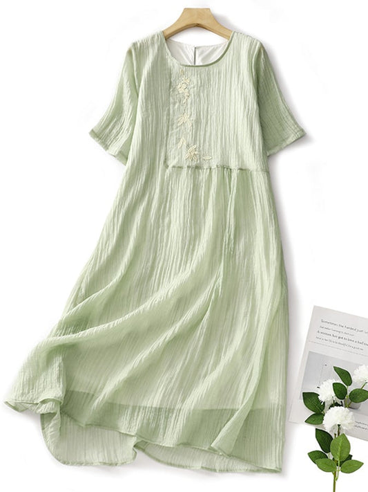 Lovevop Embroidered Literary Vintage Dress