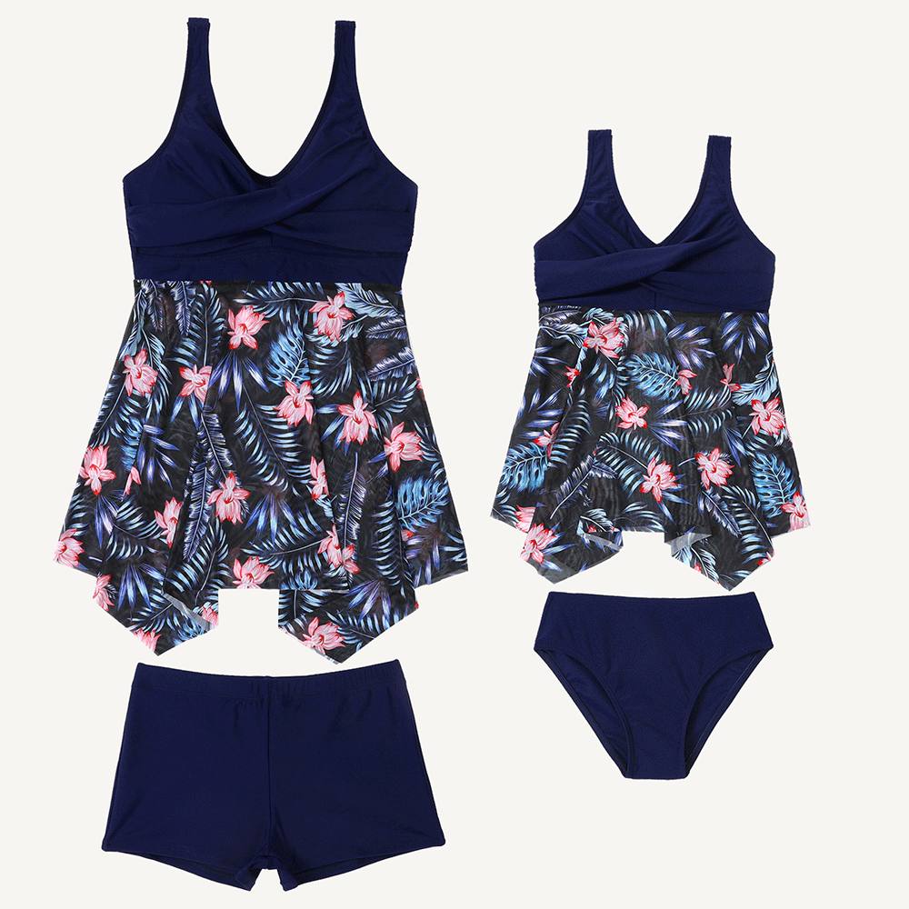 「🌼Summer Flash Sale - 50% Off」Ruffle Floral Print One-Piece Mommy and Me Swimsuit