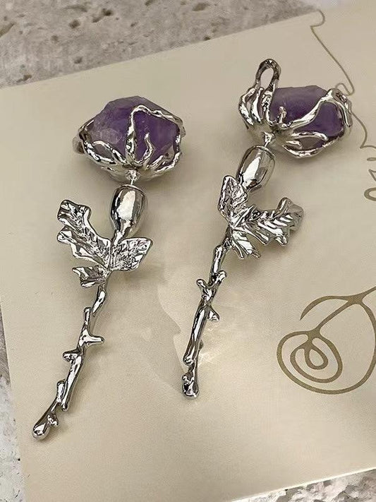 lovevop LOVE&ROSE Original Purple Rose Earrings