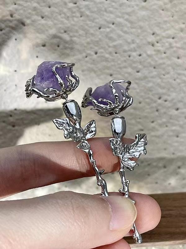 lovevop LOVE&ROSE Original Purple Rose Earrings