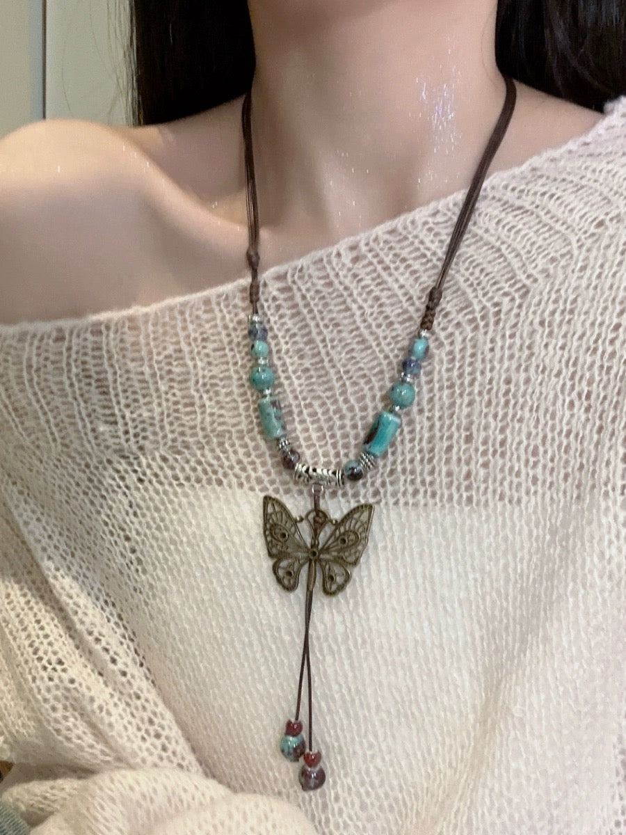 lovevop Vintage Butterfly Accessory Necklace